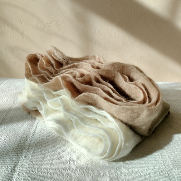 Unique Handmade Silk Merino Wool Designer Scarf 83" Christa Louise - Picture 7 of 10